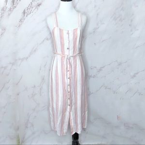 NWT Rails Clement Pink Striped Strappy Button Front Midi Dress